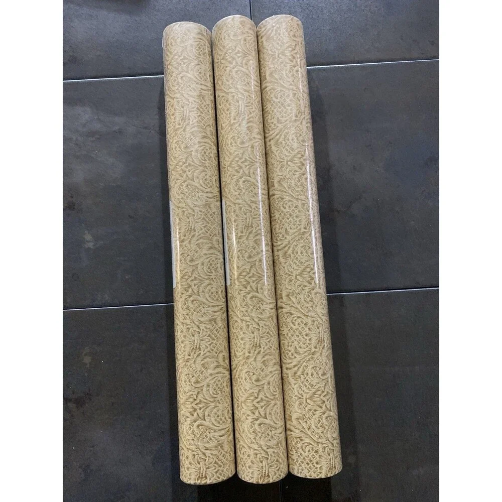 Golden Script Wallpaper by The Warner Co. Wallcoverings Lot of 3 Rolls